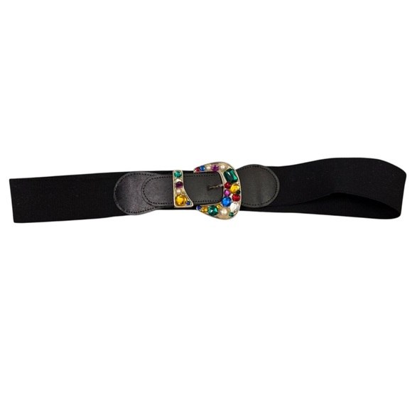 Black Belt with Multicolor Gem Buckle main image 5